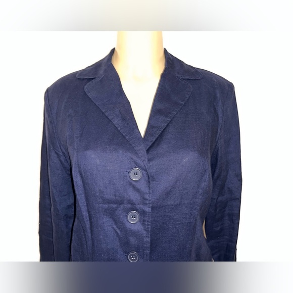 Spiegel linen navy blue blazer size 14 - Picture 2 of 5